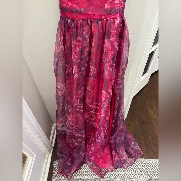 New Lulus Romance That Wows Magenta Floral Print Organza Maxi Dress - Picture 7 of 13